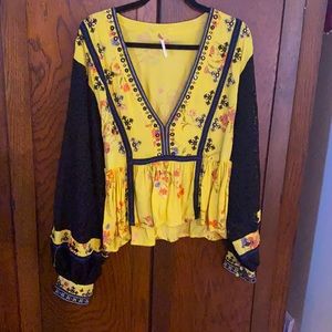 Free People yellow boho top